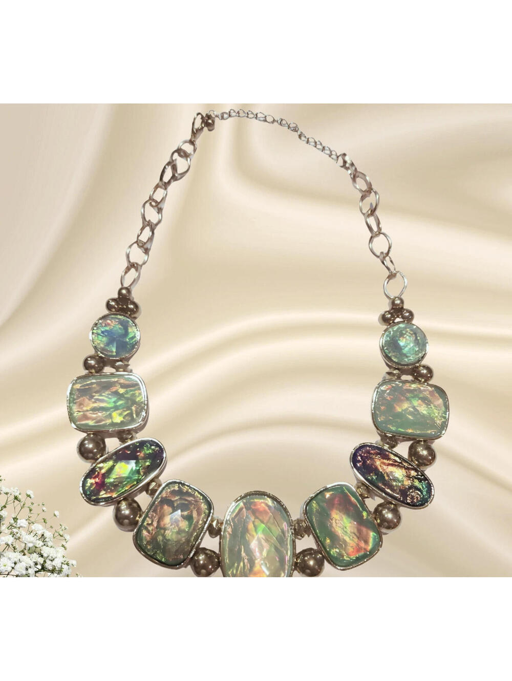 Necklace Statement Chunky Adjustable Green Pageant Jewelry Prom Mother's Day NEW